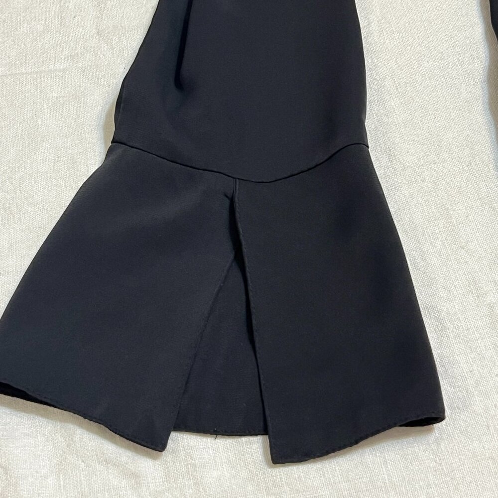 Abercrombie & Fitch Black Satin Knot‐Front Shirt Dress L | Long Sleeve Collared - Picture 3 of 10
